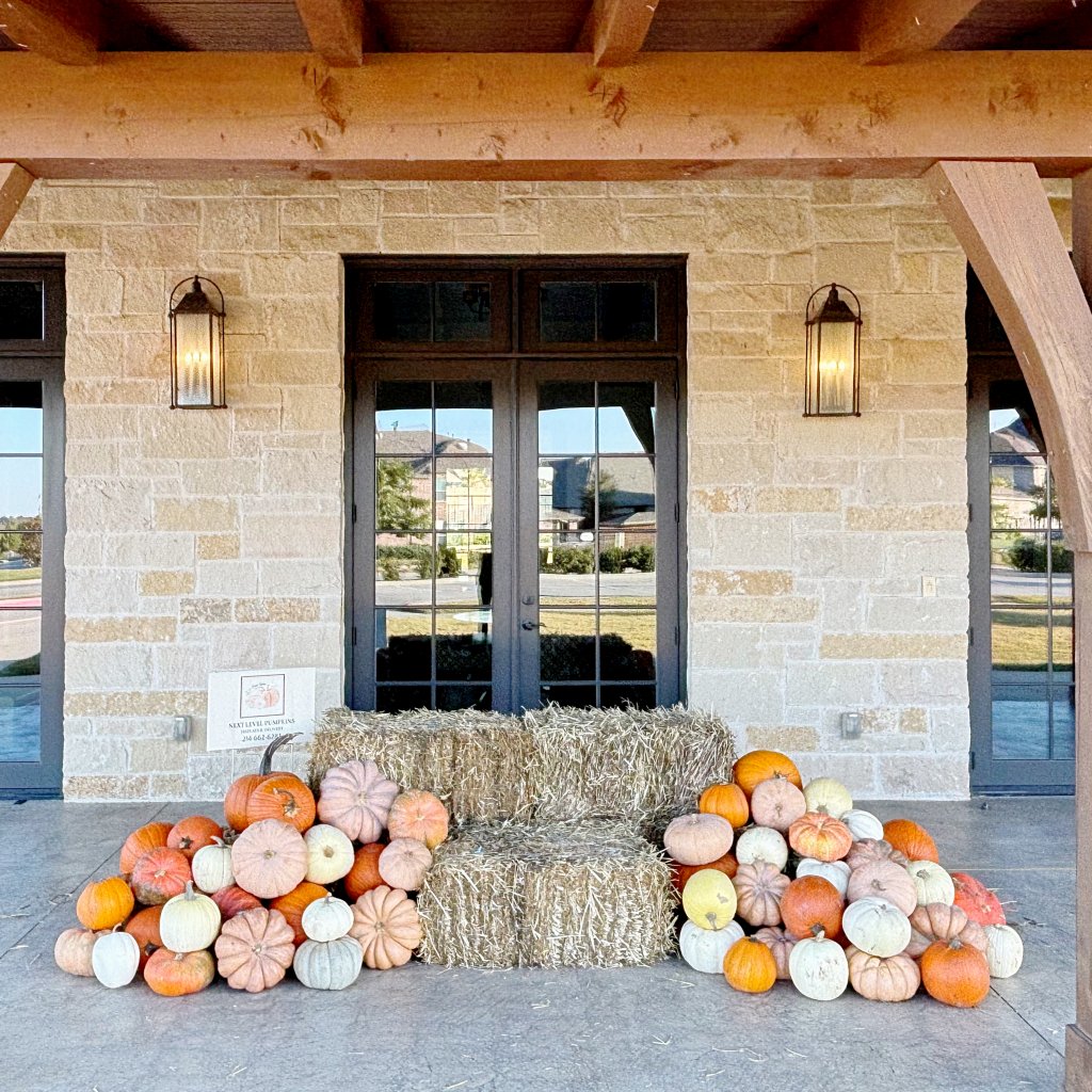 pumpkin display for business front entrance